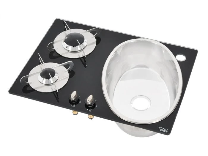 CAN PV1362 Combiné Plaque De Cuisson Gaz Avec évier 3 CAN PV1362 Combiné Plaque De Cuisson Gaz Avec évier