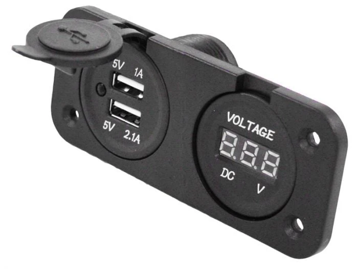 Haba Socle Encastré Compteur De Tension + 2x USB 3 Haba Socle Encastré Compteur De Tension + 2x USB