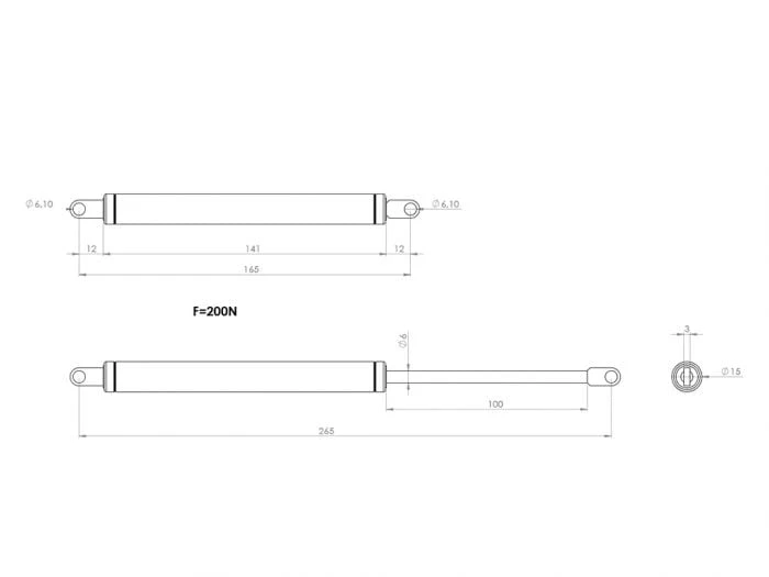Obelink Vérin à Gaz Hobby 200N 4 Obelink Vérin à Gaz Hobby 200N – Image 2